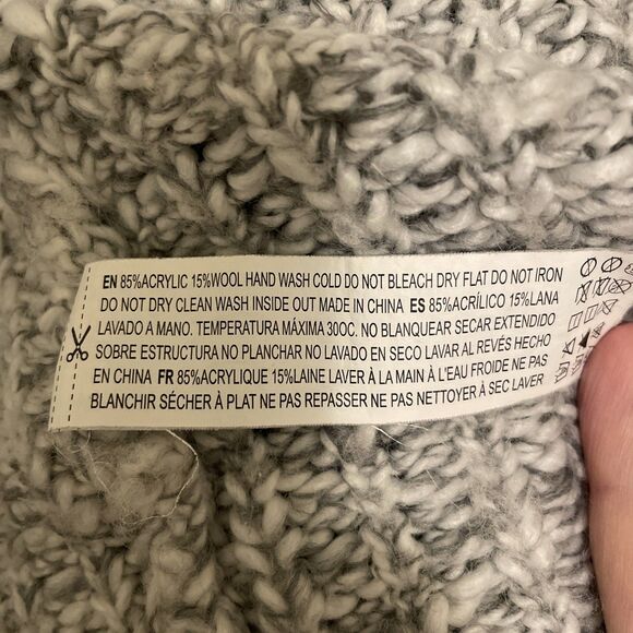 Forever 21 Sweater Chunky Knit Open Front Wrap SMALL Oversized Marled Gray White - Picture 4 of 4